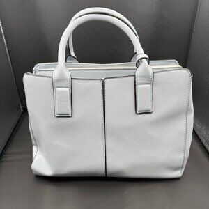 Gray Faux Leather Tote Handbag With Dual Handles & Gold Zipper Closure